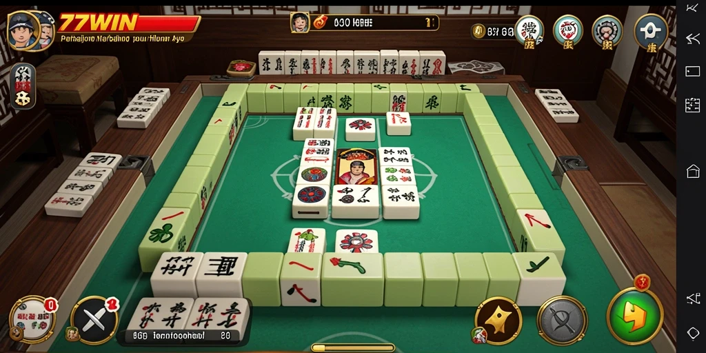 Tampilan screenshot utama 77WIN menampilkan gameplay Mahjong yang menarik.