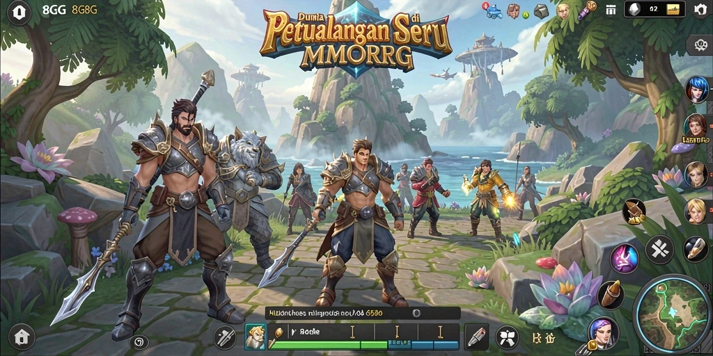 Screenshot gameplay <strong>8G8G</strong> yang memperlihatkan pertarungan dinamis di dunia MMORPG.
