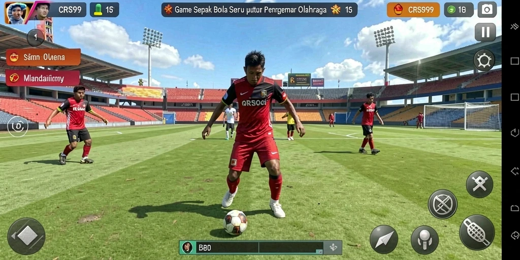 Tampilan gameplay menarik dari game sepak bola CRS99 yang mendebarkan.