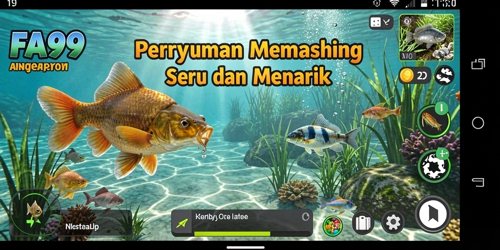 Tampilan menarik dari gameplay FA99 saat memancing ikan.