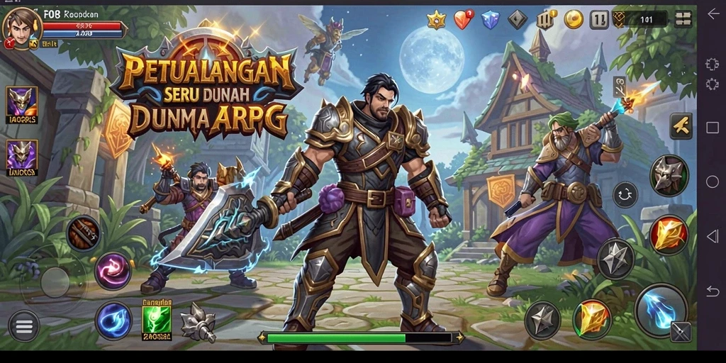 Tangkapan layar utama FO8 menampilkan aksi pertarungan seru dalam dunia ARPG.