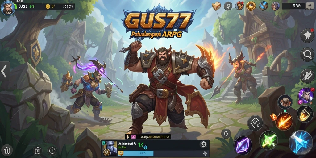 Tangkapan layar <strong>GUS77</strong> menampilkan serangan spektakuler dalam pertarungan ARPG.