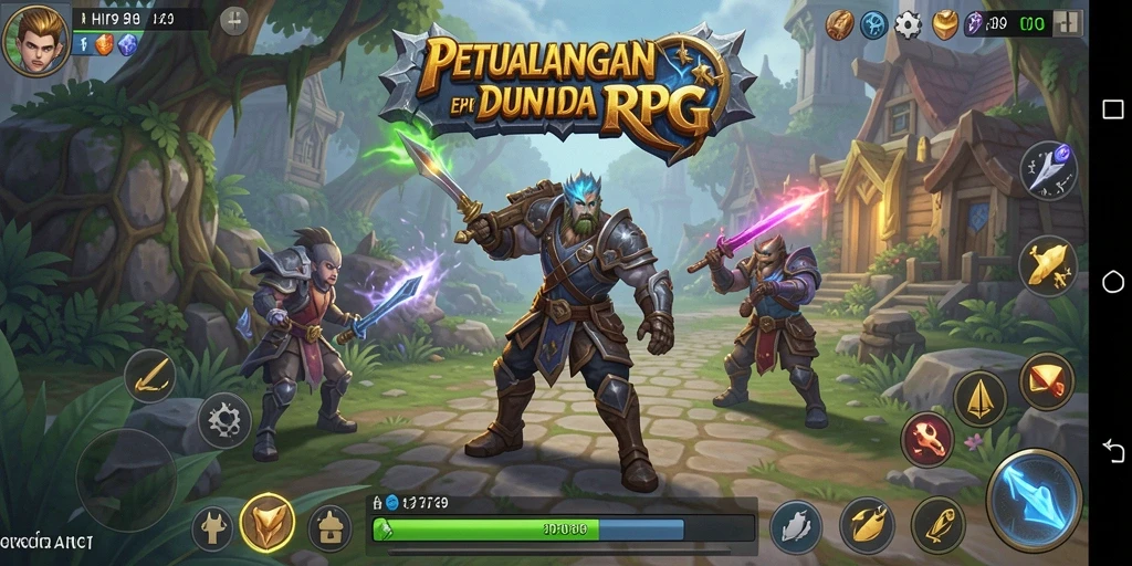 Screenshot utama HIT9 menampilkan aksi RPG yang mendebarkan dengan karakter dan musuh yang dinamis.
