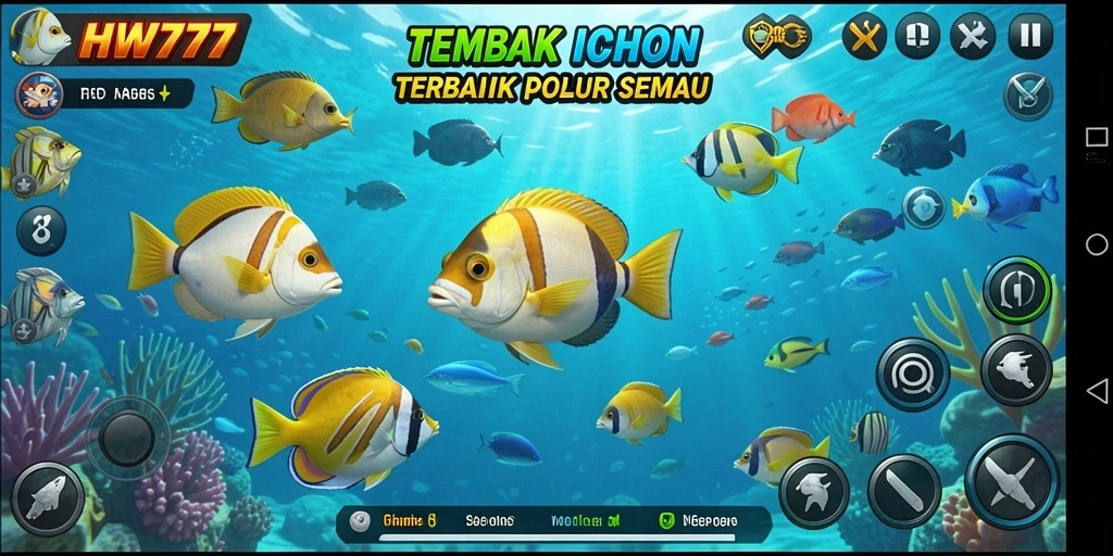 Tampilan gameplay HW777 yang seru saat menembak ikan.