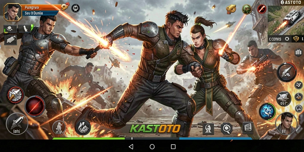 Screenshot KASTOTO menampilkan aksi pertarungan yang intens dan mendebarkan.