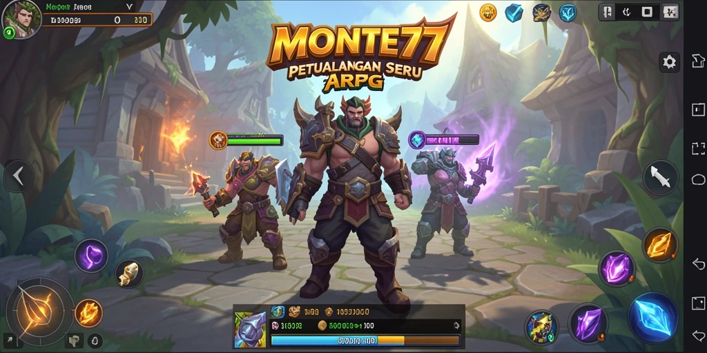 Screenshot gameplay MONTE77 menampilkan pertarungan seru di dunia ARPG.