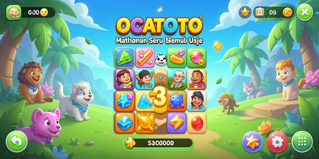 Tampilan gameplay seru dan menantang dari OCATOTO di layar ponsel.