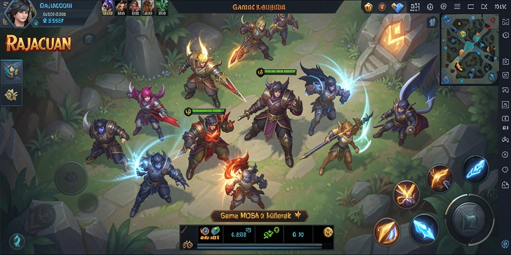 Tampilan strategi epik dalam gameplay RAJACUAN yang menegangkan.