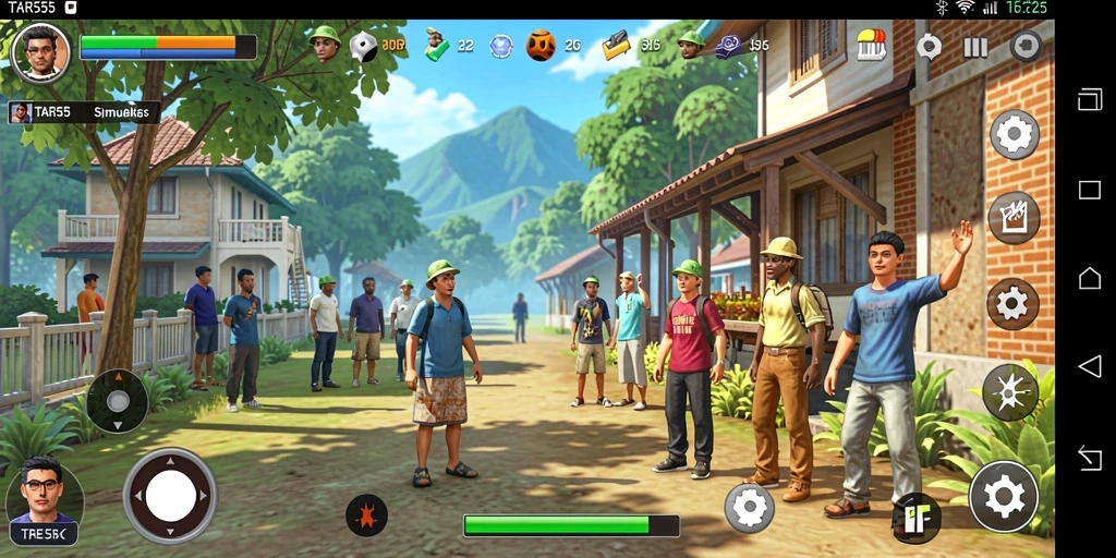 Screenshot gameplay TAR555 menampilkan dunia simulasi yang kaya dan interaktif.