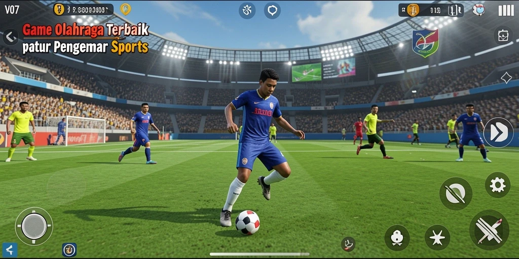 Tampilan gameplay yang mendebarkan dari V07 dengan aksi olahraga yang seru.