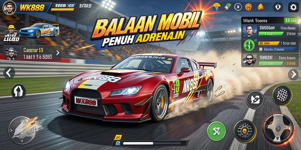 Tampilan gameplay balapan mobil yang seru dan penuh aksi.